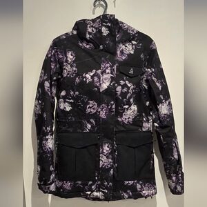 Floral Black and Purple Ski Jacket